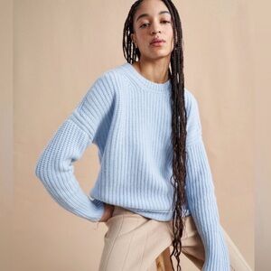 La Ligne Toujours Cashmere Light Sky Blue Crew Neck Sweater
